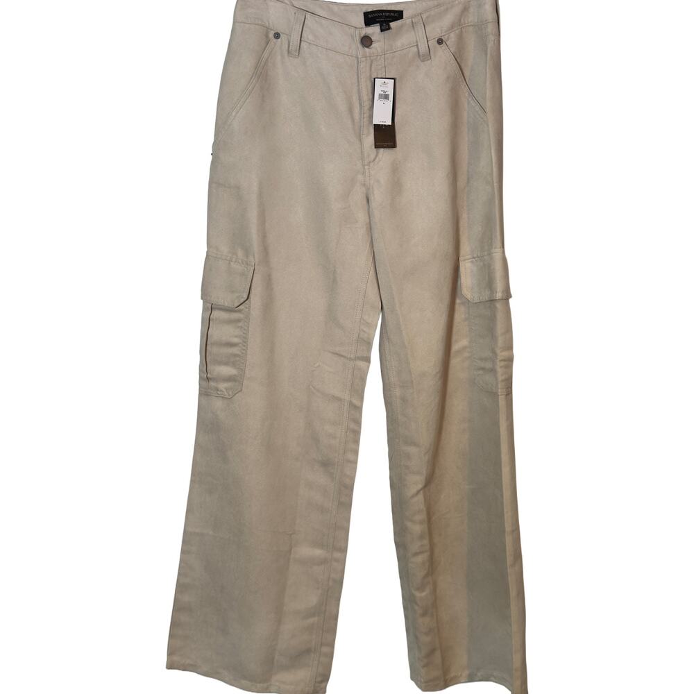 Banana Republic Women's Vegan Suede Mid-Rise Cargo Pants Khaki Size 6